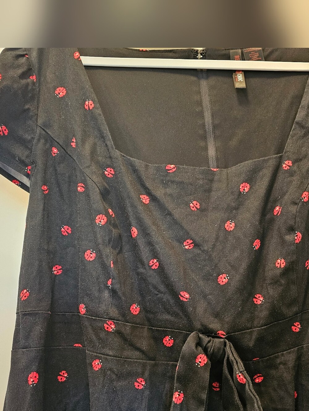 Black Dress with Red Ladybug Print